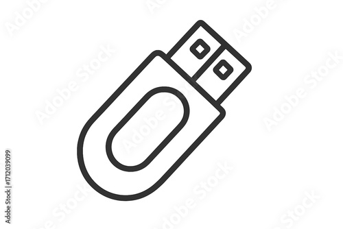 USB flash drive line icon. Pen drive vector illustration. Memory stick outline symbol. Digital data storage concept. Portable technology hardware gadget for computer file transfer.