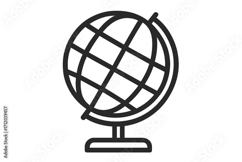 Globe icon vector line art. World map line symbol. Global business, international travel, geography, education concept. Earth planet pictogram for exploration and discovery.