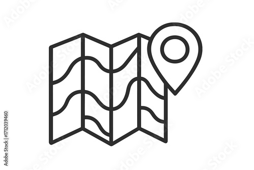 Map location pin icon. Gps pointer symbol for navigation and destination. Simple outline vector illustration for travel, tourism, and direction guide. Geolocation position mark.