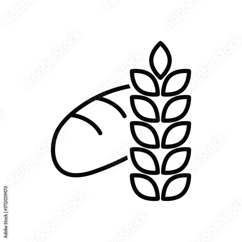 bakery logo  bread with wheat icon vector