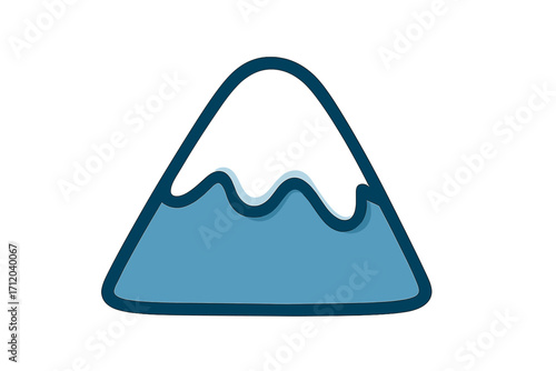 Mountain snow cap icon. Flat vector cartoon symbol for travel, nature, or winter themes. Simple peak illustration for logo design, web graphics, and adventure concepts.
