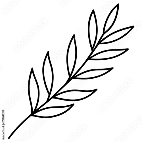 Herbal Twig Line Vector