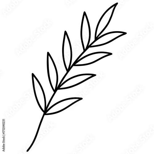 Herbal Twig Line Vector