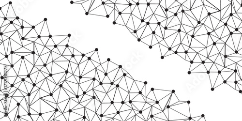 Technology abstract white digital background of connected dot with black line .many squares and rectangle shapes .Internet connection network high digital technology with connecting points and