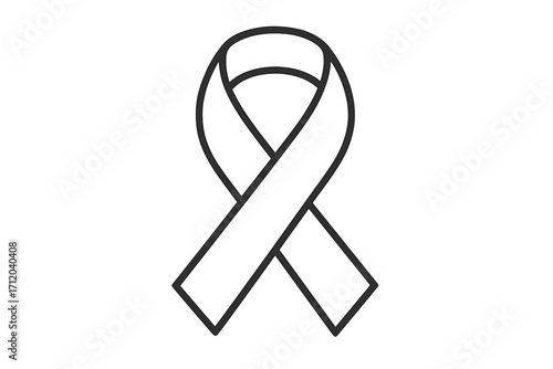 Awareness ribbon black line icon. Symbol of support for cancer, health, and social causes. Vector illustration for solidarity, charity campaign, and hope. Medical sign.