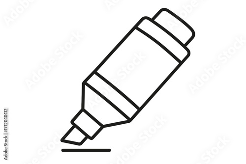 Highlighter marker pen line icon. Vector illustration for highlighting, underlining, or emphasizing important text. Office and school supplies symbol for study and work.
