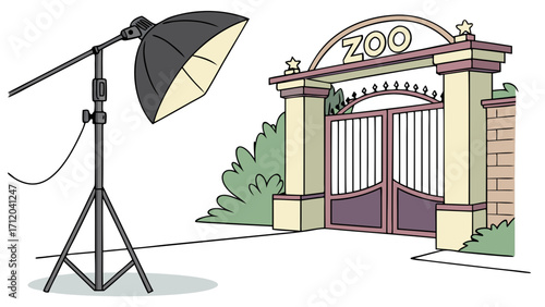 Studio Lighting Setup at an Entrance Gate.