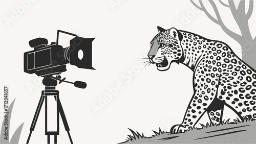 Filmed Big Cat in the Wild Professional Camera Setup Wildlife Documentary Nature Photography.
