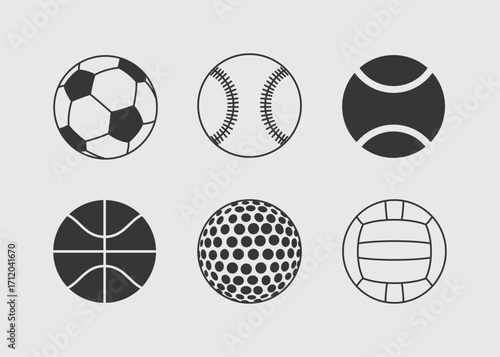 Sports ball, Basketball, football, tennis, golf ball silhouette, Ball, Clipart, Outline silhouette, Clipart, Vector illustration.