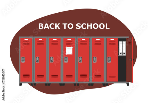 Vibrant red school lockers symbolizing the excitement and preparation for the new academic year ahead