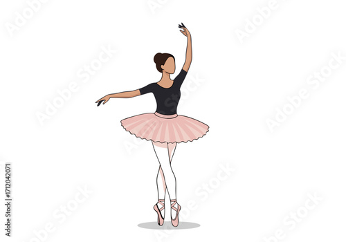 Graceful young ballet dancer illustration capturing elegance and artistic movement for creative design projects