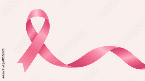 Elegant Curved Ribbon Loop Illustration for Breast Cancer Awareness