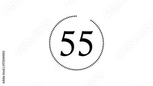 1 minute Circle Countdown Timer with Progress Bar and Alpha Channel , white background