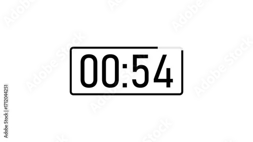 1 minute Circle Countdown Timer with Progress Bar and Alpha Channel , white background