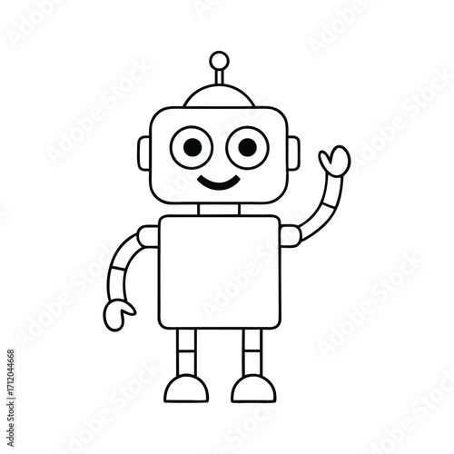 cute robot character mascot waving hello vector