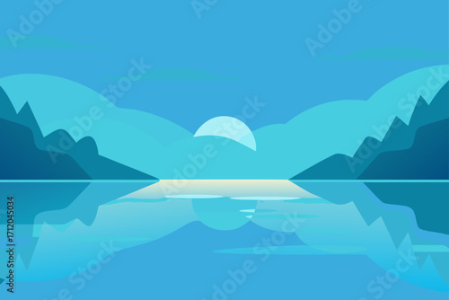 Calm Lagoon Ocean with Soft Reflections View