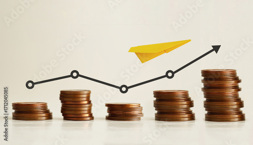 Fotografie Profitable investment and successful career takeoff as business concept
