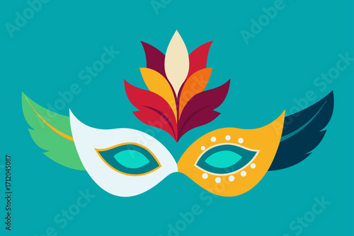 Carnival Masks with Feathers Decorative Background