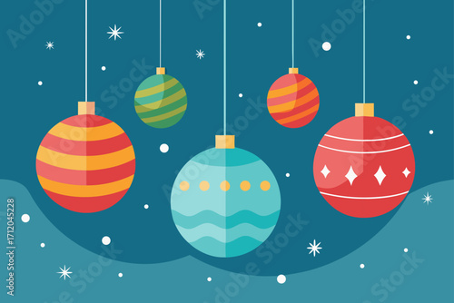 Christmas Ornaments with Sparkling Lights Background