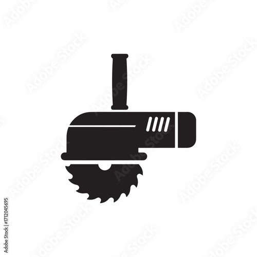 Circular Saw Silhouette Vector Icon – Construction Power Equipment