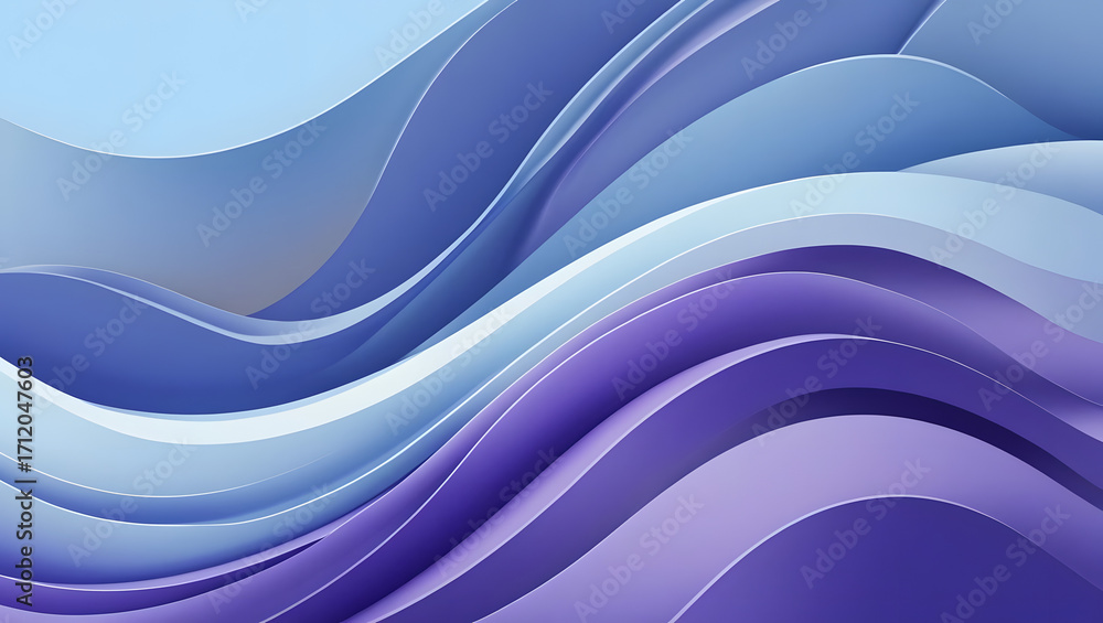 Obraz premium Dynamic Purple and Blue Abstract Wavy Forms waves flowing