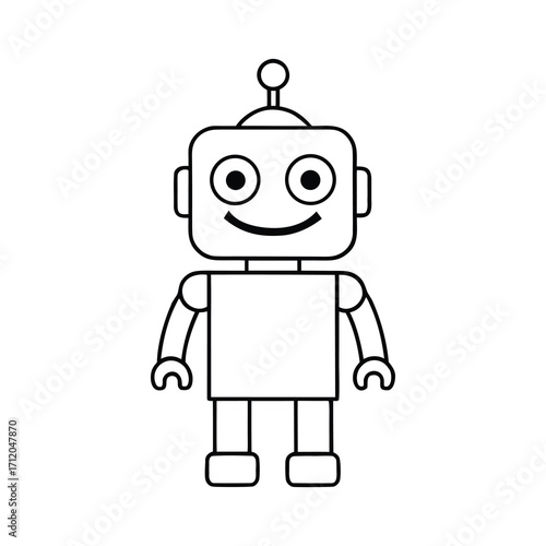 friendly robot character mascot with smiling face
