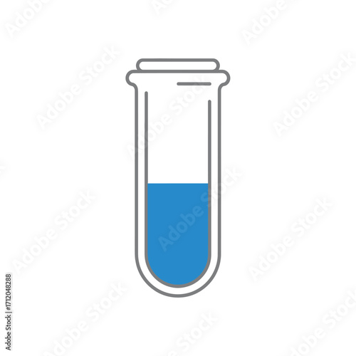 Simple illustration of a laboratory test tube with blue liquid inside.