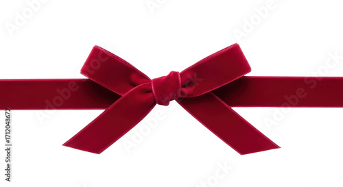 Red velvet ribbon bow for decoration isolated PNG with Transparent Background