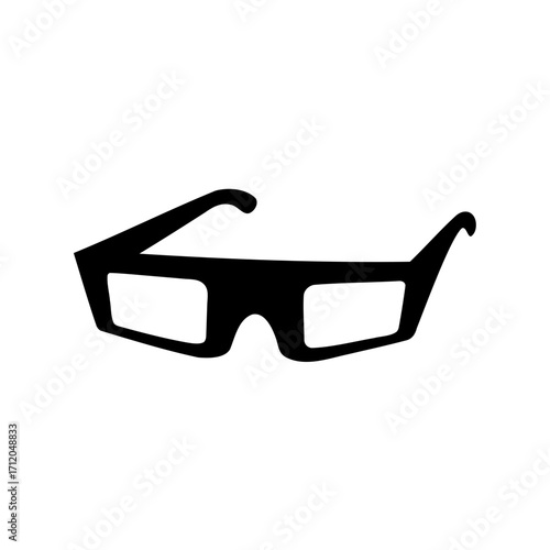 Black and white 3D glasses illustration providing simple and clean visual