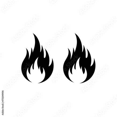 Two stylized black flames against a white background, representing fire or heat.