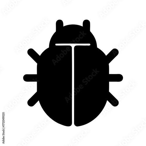 Simple stylized black beetle insect icon on a white background illustration