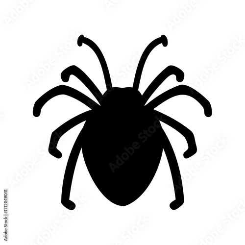 Simple black vector illustration of a stylized spider with eight legs