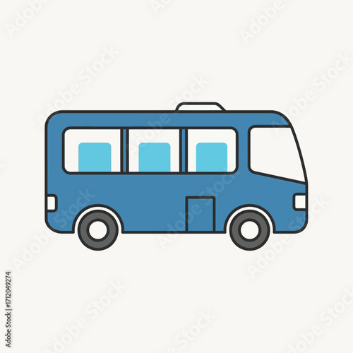 Simple blue bus illustration for public transportation.