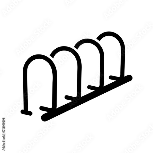 Simple black and white bike rack symbol for bicycle parking availability