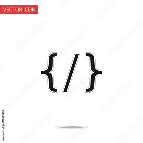 Simple Programming Symbol with Curly Braces and Slash.