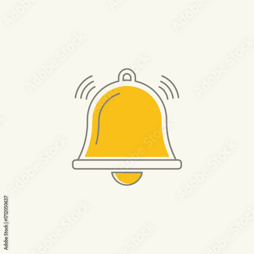 Simple yellow ringing bell notification icon with sound waves.