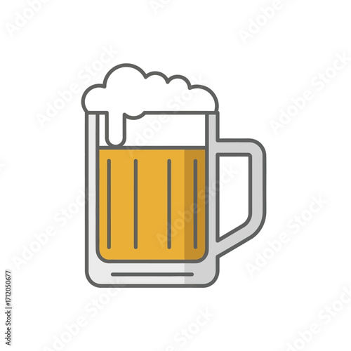 Vector illustration of a beer mug with a foamy head.
