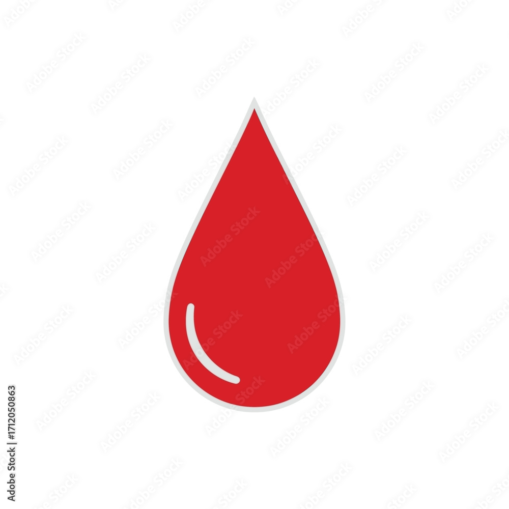Fototapeta premium Simple red blood drop vector icon illustration.