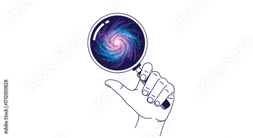 Discovering the universe with a magnifying glass exploring vast cosmic wonders and endless possibilities for innovation and discovery, Generative AI.