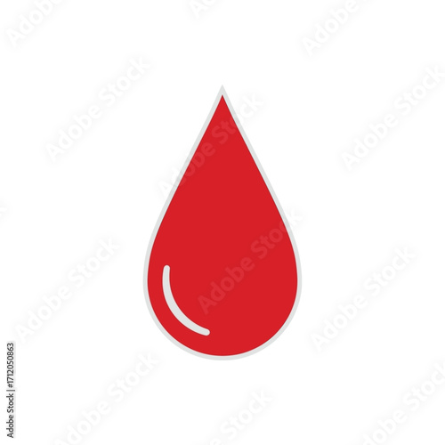 Simple red blood drop vector icon illustration.