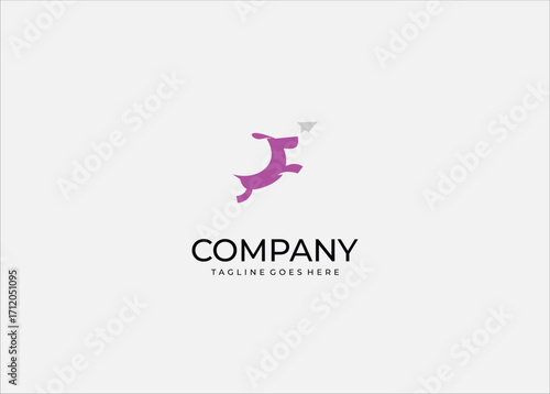 Jumping Dog Silhouette with Star – Purple Pet Vector Logo Icon for Animal Lovers, Veterinary, Pet Shop, Training Center, Rescue, Modern Mascot, and Digital Branding.