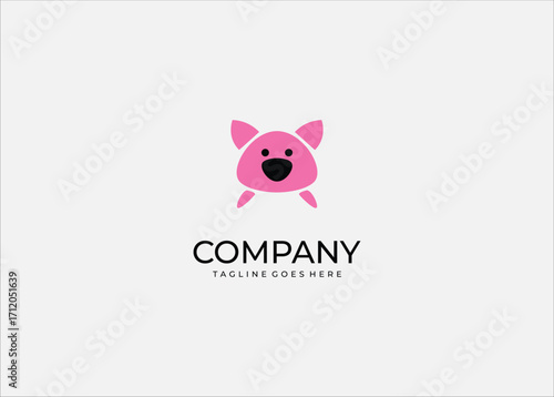 Creative pig alarm clock logo, abstract farm animal combined with time symbol, funny wake up concept, minimalist pink vector icon for apps and branding.