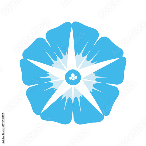 Stylized Light Blue Flower with a White Star Center.