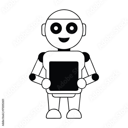 powered smart robot assistant holding a tablet