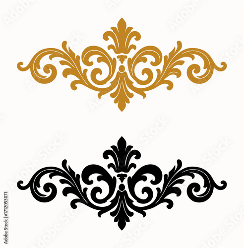 Elegant Gold and Black Flourish Design Elements