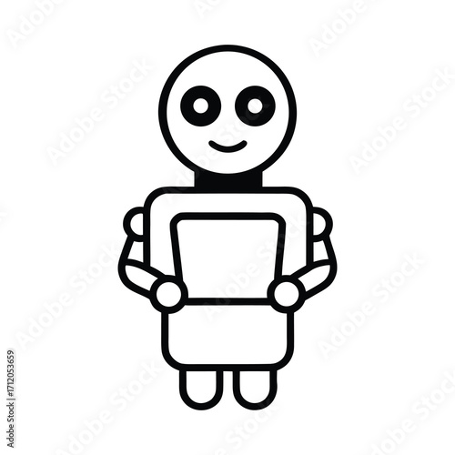 powered smart robot assistant holding a tablet