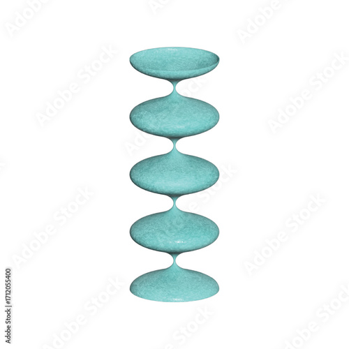 3D Turquoise Hourglass Column – Fluid Symmetry in Digital Render