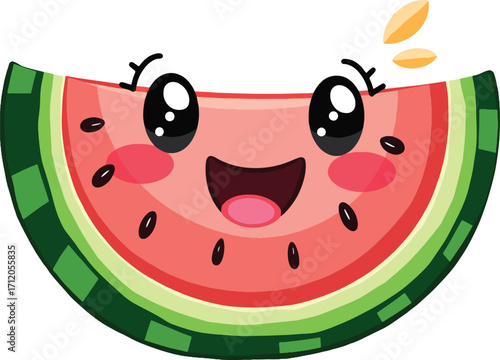 Winking Cartoon Watermelon Slice with Sparkles