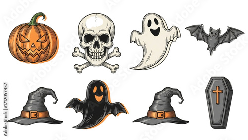 Halloween Vector Icon Set Festival Elements Illustration AI EPS PNG JPEG