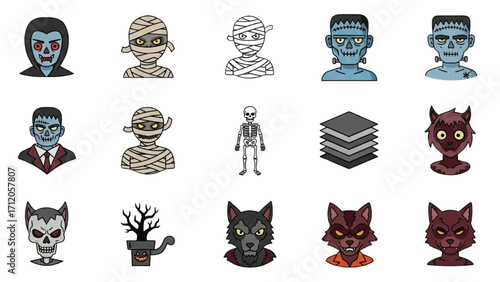 Halloween Vector Icon Set Festival Elements Illustration AI EPS PNG JPEG
